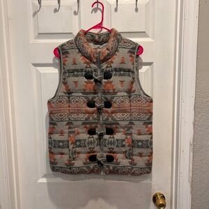 Ruff Hewn Womens Large‎ Aztec Print Puffer Vest Sleeveless Southwestern Full Zip